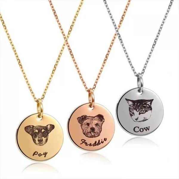 Custom Engraved Pet Portrait Necklace