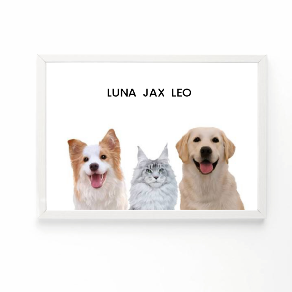 Cuddlespets Custom Memorial Portrait For Three Pets - Image 3