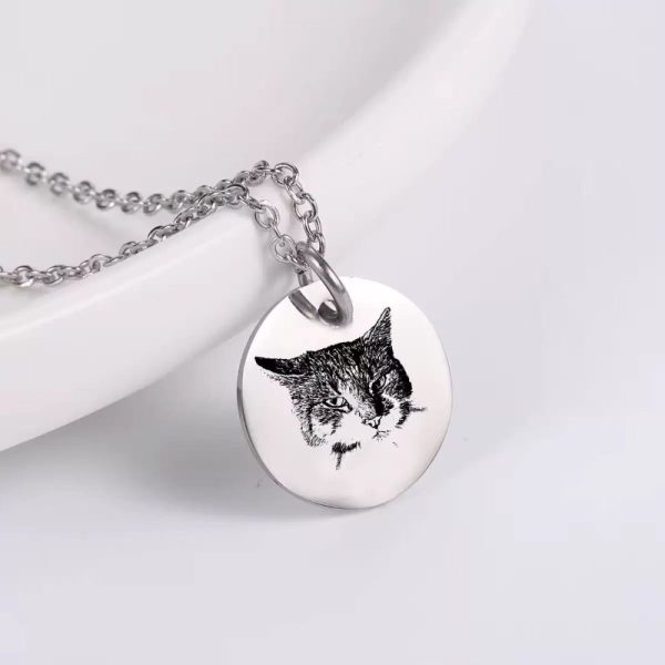 Custom Engraved Pet Portrait Necklace - Image 2